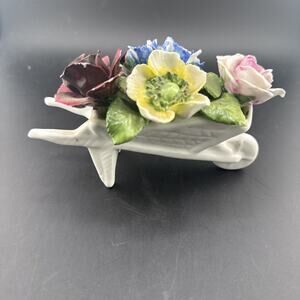 Radnor Bone China Wheel Barrow with Flowers Made In England Vintage